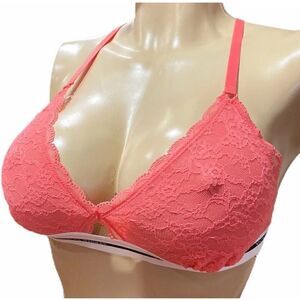 Victoria’s Secret T  back Unlined lace Bralette bra coral Large